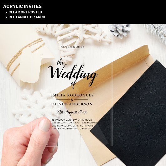 ACRYLICHOUTEN TROUWKAARTEN Minimalistisch Modern T Acryl Uitnodigingen