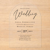 ACRYLICHOUTEN TROUWKAARTEN Minimalistisch Modern T Acryl Uitnodigingen (Voorkant)