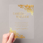 ACRYLIEKEN Huwelijksuitnodigingen Gouden Kant Mode Acryl Uitnodigingen (Insitu (Draagbaar))