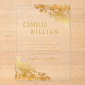 ACRYLIEKEN Huwelijksuitnodigingen Gouden Kant Mode Acryl Uitnodigingen (Voorkant)