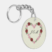 Acrylique crème sleutelhanger met roze hart (Voorkant Links)