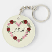 Acrylique crème sleutelhanger met roze hart (Achterkant)