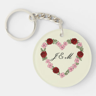 Acrylique crème sleutelhanger met roze hart