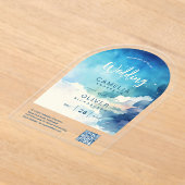 ACRYLISCH TROUWEN Hemels Luchtblauw QR Code RSVP Acryl Uitnodigingen (Laagn)