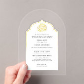 ACRYLISCHE NIKAH WALIMA Witte Goud Elegant Acryl Uitnodigingen (Insitu (Draagbaar))