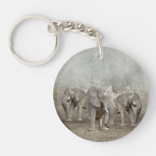 Acrylische Sleutelhanger Elephants run (Voorkant)