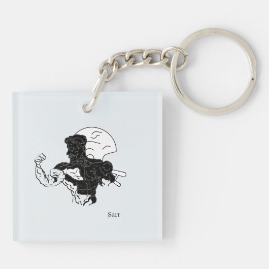 Acrylische Sleutelhanger: Man vermogen Sleutelhanger (Achterkant)