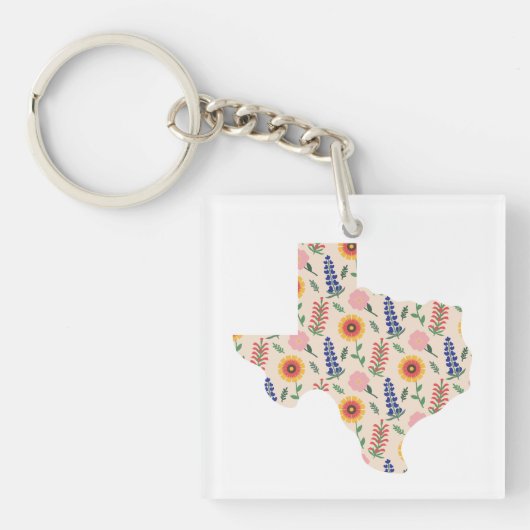 Acrylische Sleutelhanger Texas Outline Flowers Pat (voorkant)