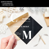 Acrylische trouwkaarten WITTE TEKST Vette Initiale Acryl Uitnodigingen