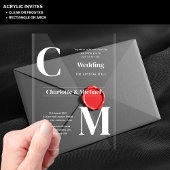 Acrylische trouwkaarten WITTE TEKST Vette Initiale Acryl Uitnodigingen