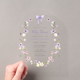 Acrylische wilde bloemenboog babyshower uitnodigin acryl uitnodigingen