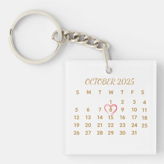 Acrylkalender – Persoonlijke datumhighlight Sleutelhanger (voorkant)