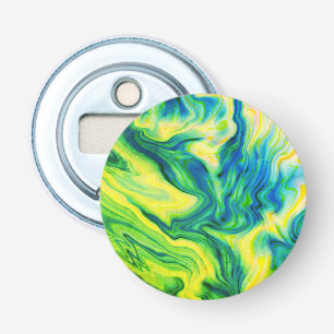 Acrylkleurstof, blauw, groen, geel / button flesopener