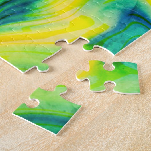 Acrylkleurstof, blauw, groen, geel / legpuzzel (Zijkant)