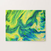 Acrylkleurstof, blauw, groen, geel / legpuzzel (Horizontaal)