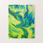 Acrylkleurstof, blauw, groen, geel / legpuzzel (Verticaal)