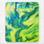 Acrylkleurstof, blauw, groen, geel / muismat (Voorkant)