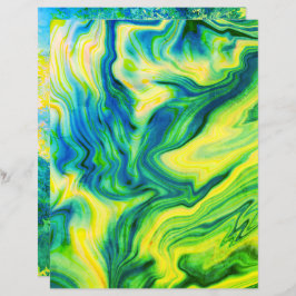 Acrylkleurstof, blauw, groen, geel/plakboekpapier