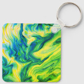 Acrylkleurstof, blauw, groen, geel / sleutelhanger (Achterkant)