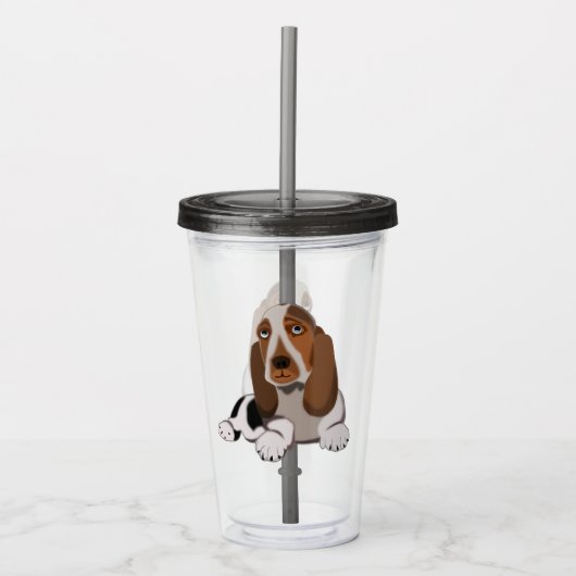Acrylknol met kleine hond acryl drinkbeker (Voorkant)