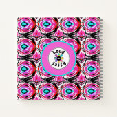 Acrylkunst modern abstract, roze en blauw notitieboek (Achterkant)