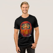 Acrylkunst van de Japanse Daruma Doll Tri-Blend Shirt (Voorkant volledig)