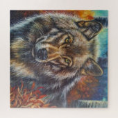 Acrylmuur kunst wolf in de herfst legpuzzel (Horizontaal)