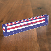 Acrylnaam Bord voor donkerwit blauw geometrisch Naambordje (Zijkant)