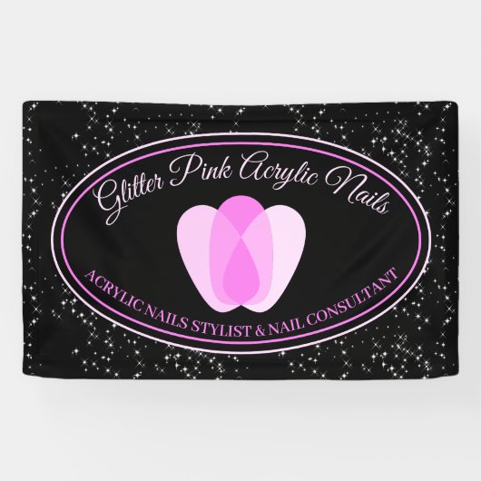 Acrylnagels Sparkle roze Makeup Beauty Salon Spandoek (Horizontaal)