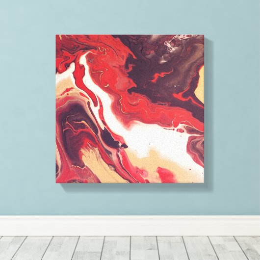 Acrylnitriet abstract Rood en mahogany Canvas Afdruk (Insitu (Houten vloer))