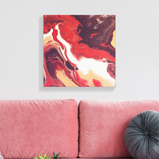 Acrylnitriet abstract Rood en mahogany Canvas Afdruk (Insitu (Woonkamer))