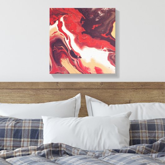 Acrylnitriet abstract Rood en mahogany Canvas Afdruk (Insitu (Slaapkamer))