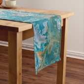 Acrylnitriet voor abstracte turkooizen korte tafelloper (Voorbeeld)