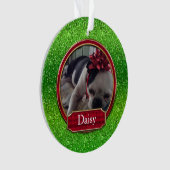 Acrylornament Foto FAUX Green Red Sparkle Ornament (voorkant)