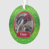 Acrylornament Foto FAUX Green Red Sparkle Ornament (voorkant)