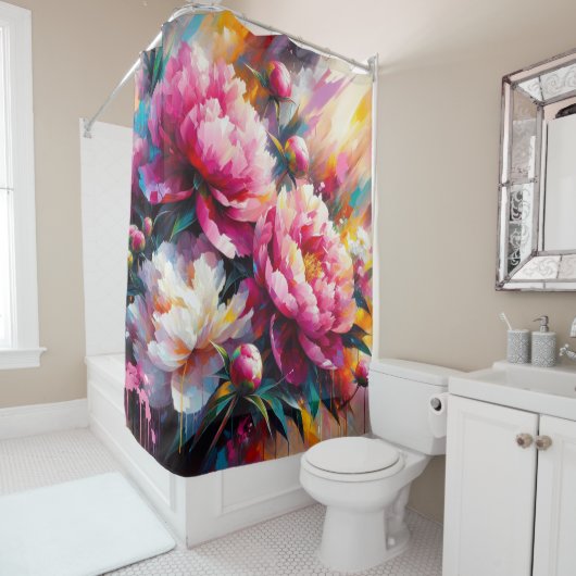 Acrylpioenen Douchegordijn (In situ)