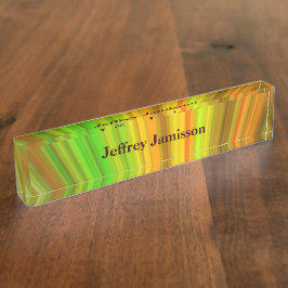 Acrylplaat, geel en groen naambordje