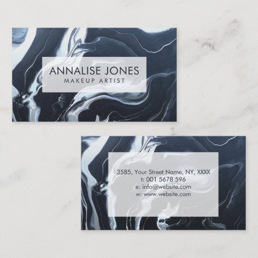 Acrylpour zwarte marmer visitekaartje (Voorkant / Achterkant)