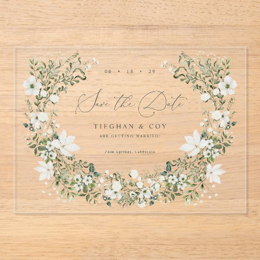 Acrylsalie Bewaar de datum van de huwelijksaankond Acryl Uitnodigingen (Voorkant)