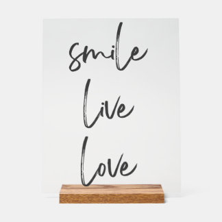 Acrylschild Smile, Live, Laugh – Stilvolle Inspira Acryl Bord