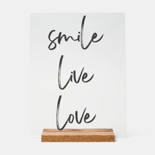 Acrylschild Smile, Live, Laugh – Stilvolle Inspira Acryl Bord (Voorkant)