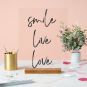 Acrylschild Smile, Live, Laugh – Stilvolle Inspira Acryl Bord (Huwelijk)