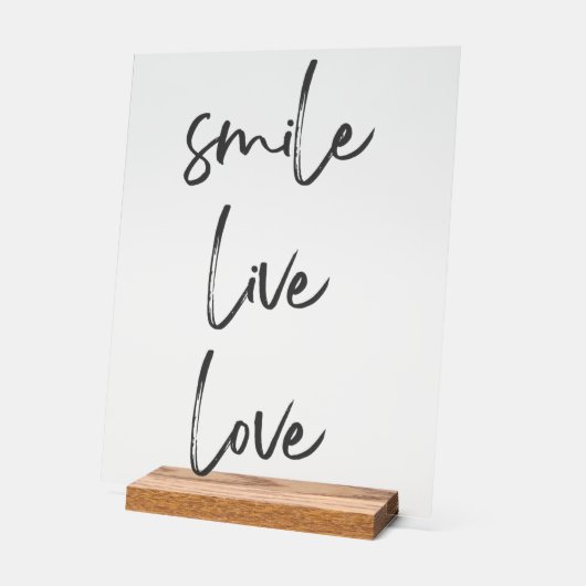 Acrylschild Smile, Live, Laugh – Stilvolle Inspira Acryl Bord (Hoek)