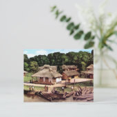 Acrylschilderij in Congo-dorp Briefkaart (Staand voorkant)