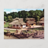 Acrylschilderij in Congo-dorp Briefkaart (Voorkant)