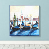 Acrylschilderij van Gondels door St Marks Square Canvas Afdruk (Insitu (Houten vloer))