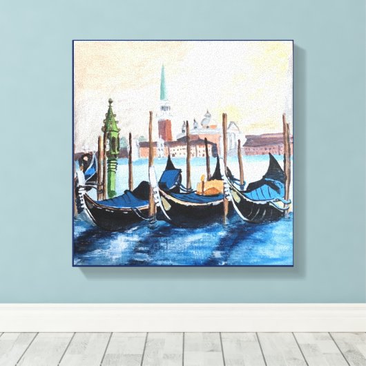 Acrylschilderij van Gondels door St Marks Square Canvas Afdruk (Insitu (Houten vloer))
