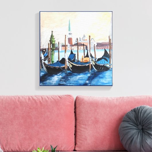 Acrylschilderij van Gondels door St Marks Square Canvas Afdruk (Insitu (Woonkamer))