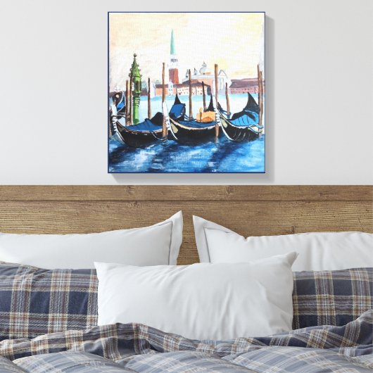 Acrylschilderij van Gondels door St Marks Square Canvas Afdruk (Insitu (Slaapkamer))