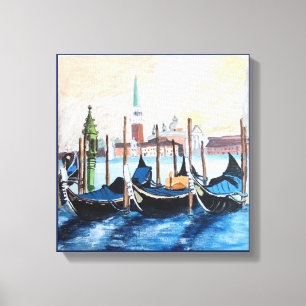 Acrylschilderij van Gondels door St Marks Square Canvas Afdruk